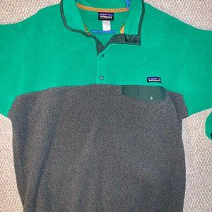 Green/Gray Patagonia Men's Large Lightweight Synchilla Snap-T Fleece